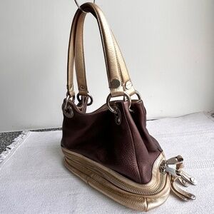 B. Makowsky Satchel Two Tone Leather B2_14